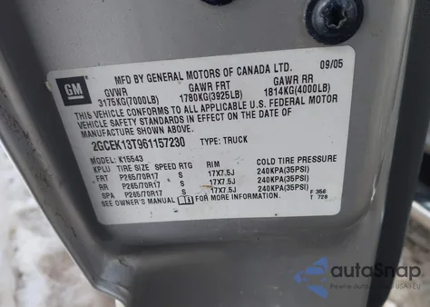 2006 Chevrolet Silverado 1500 Lt1 from USA, damaged, VIN 2GCEK13T961157230